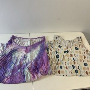 Lot of 2 Little Sleepies Womens XL Bamboo Sleevless nightgown Tie Dye Geometric